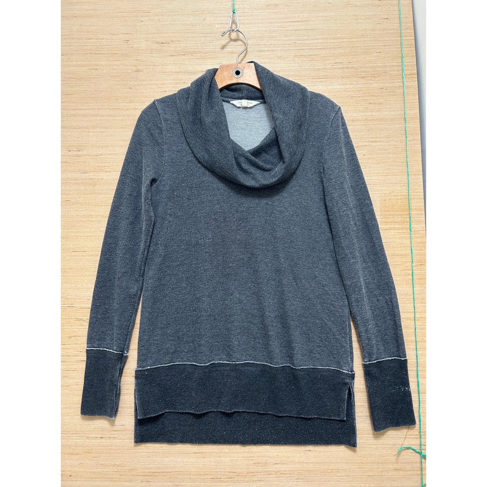 Lucky Brand Womens Grey Cowl Neck Pullover Sweater Two Tone Long Sleeve Small